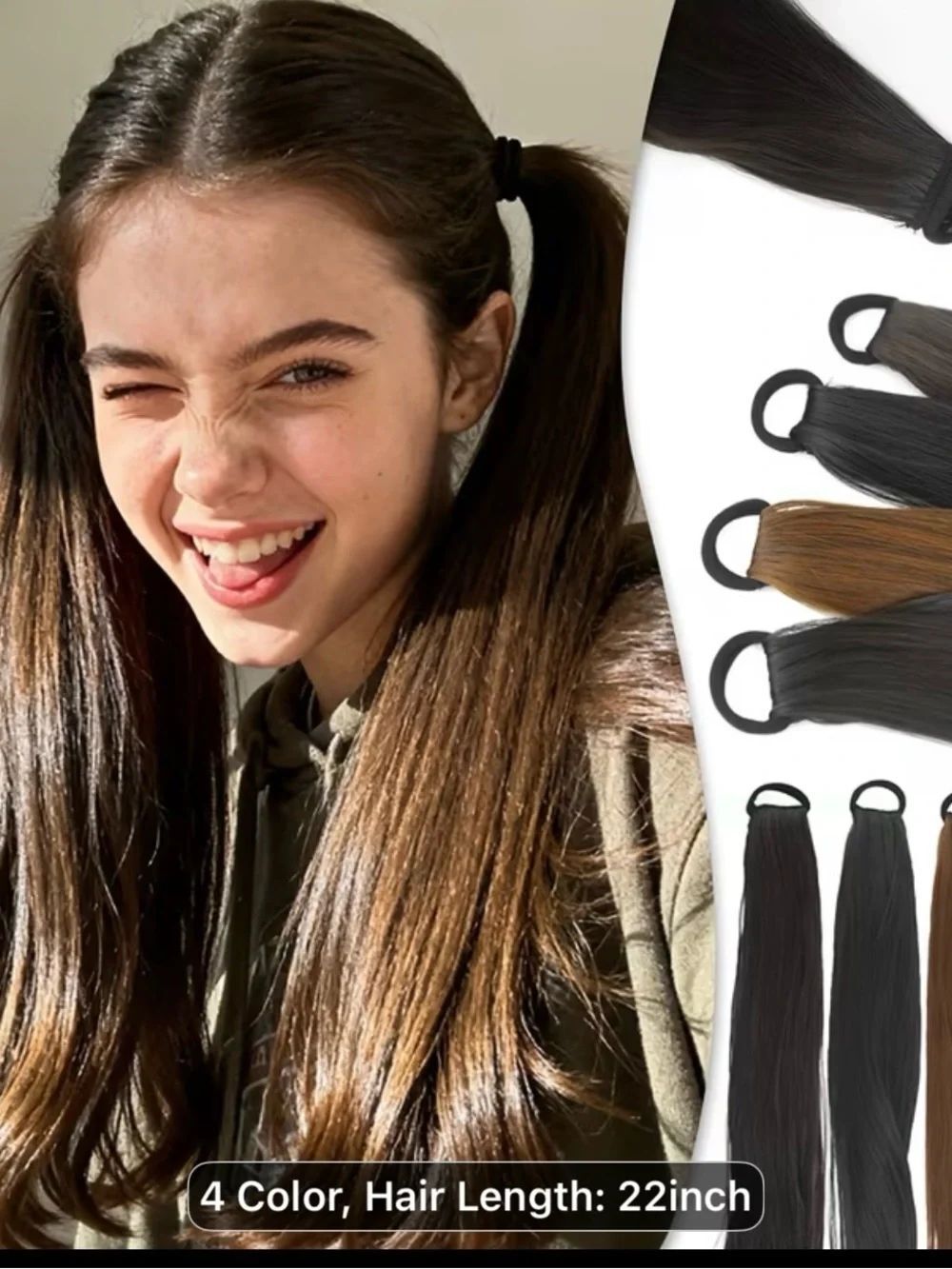 Pony tail Brown Clip-In Hair Extensions - Natural Dark Brown